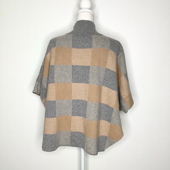 Note di Anita Tan Gray Checkered Dolman Sleeve Mock Neck Sweater One Size - Picture 5 of 7